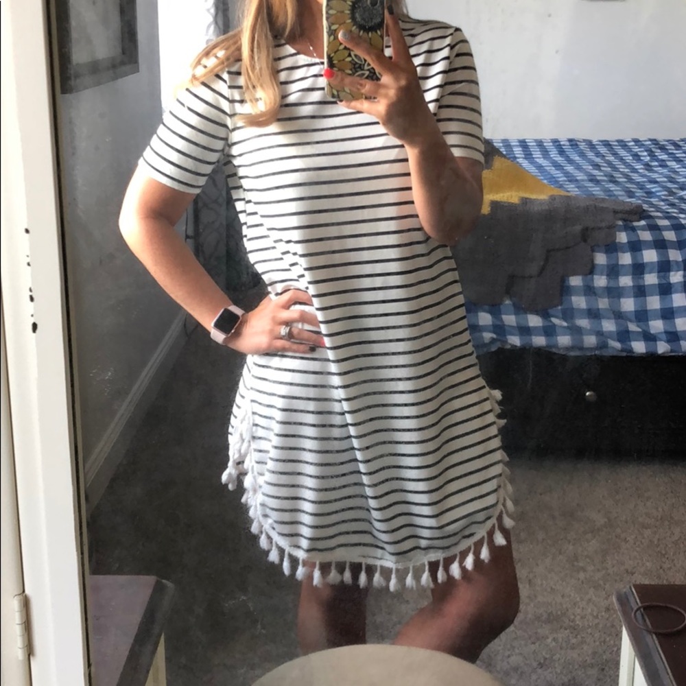 White & Black Striped Dress